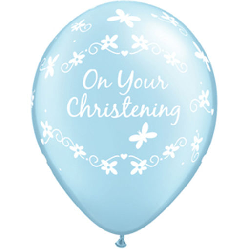 Picture of CHRISTENING BUTTERFLIES 11 INCH ROUND PEARL BLUE